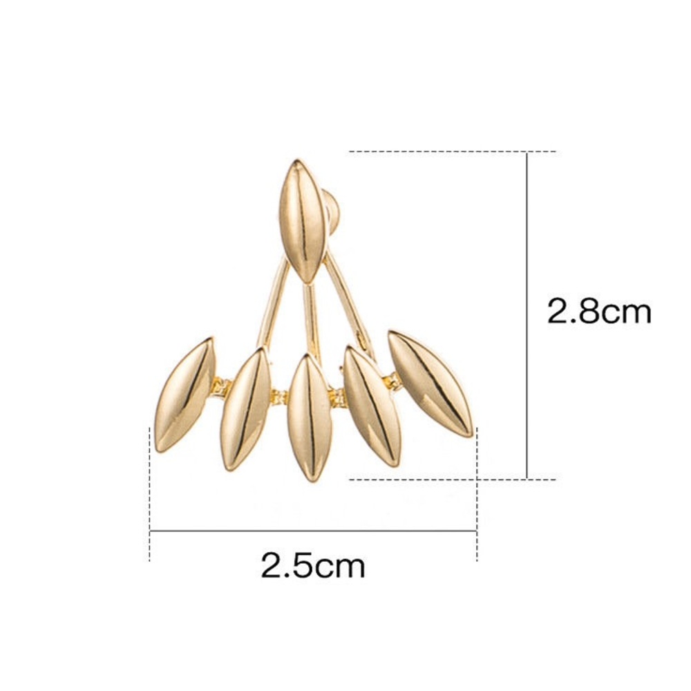 Gold Oblong Studs & Earring Jackets - Picture 5 of 6
